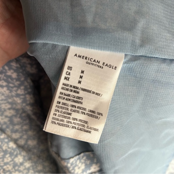 American Eagle Blue Floral Puff Sleeve Button Front Dress | Size M - Picture 7 of 7